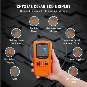 Vevor 197988813835 3-in-1 Emf Meter 5hz-6ghz Handheld Rechargeable Detector Lcd Tester