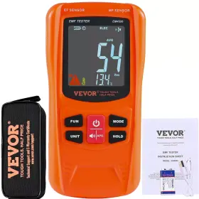 Vevor Em4556 3-in-1 Emf Meter Digital Lcd Electromagnetic Radiation Detector For Ef Mf Rf